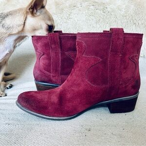 🍷 Lucky Brand Western Oiled Suede Boots, 10 M